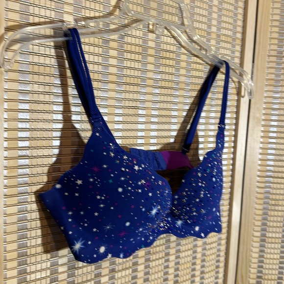 Victoria's Secret Secret Embrace Push Up Bra Blue Night Sky Sparkles 32C - Picture 3 of 14